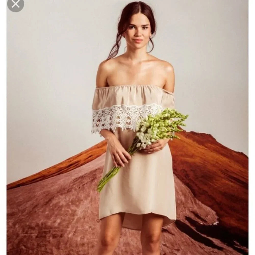 Stone Cold Fox Silk Off Shoulder Bonita Dress- S